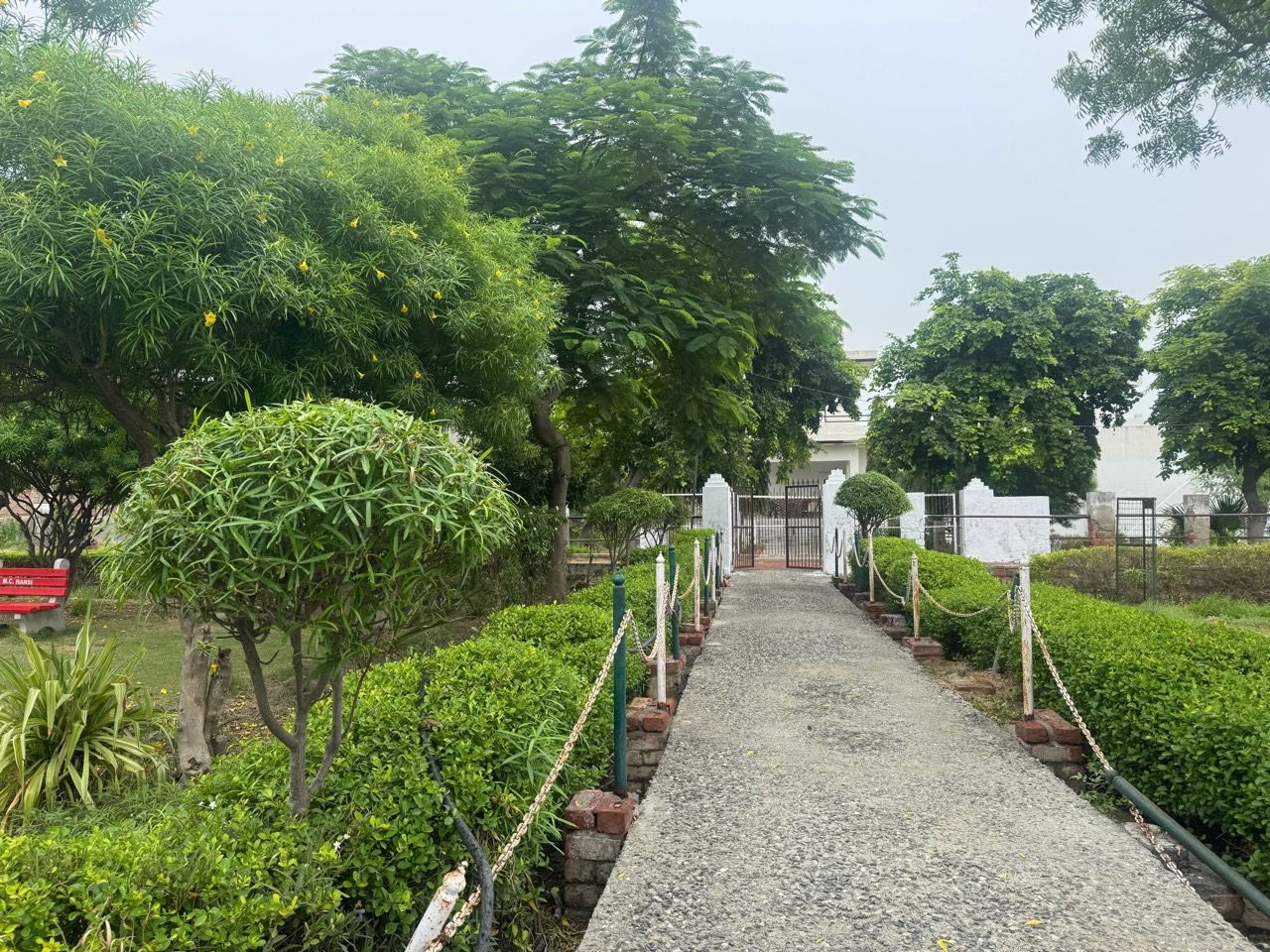 The garden path through the grounds at Hansi Gita Bhawan