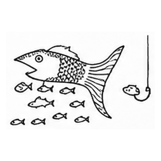 A fish rising to a baited hook