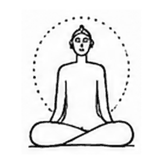 A seated figure ringed by a circle of light