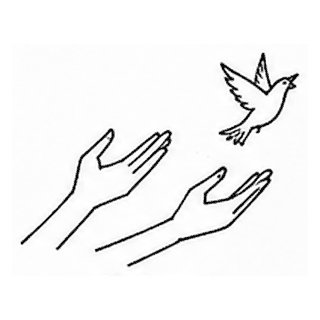 Two open hands releasing a bird