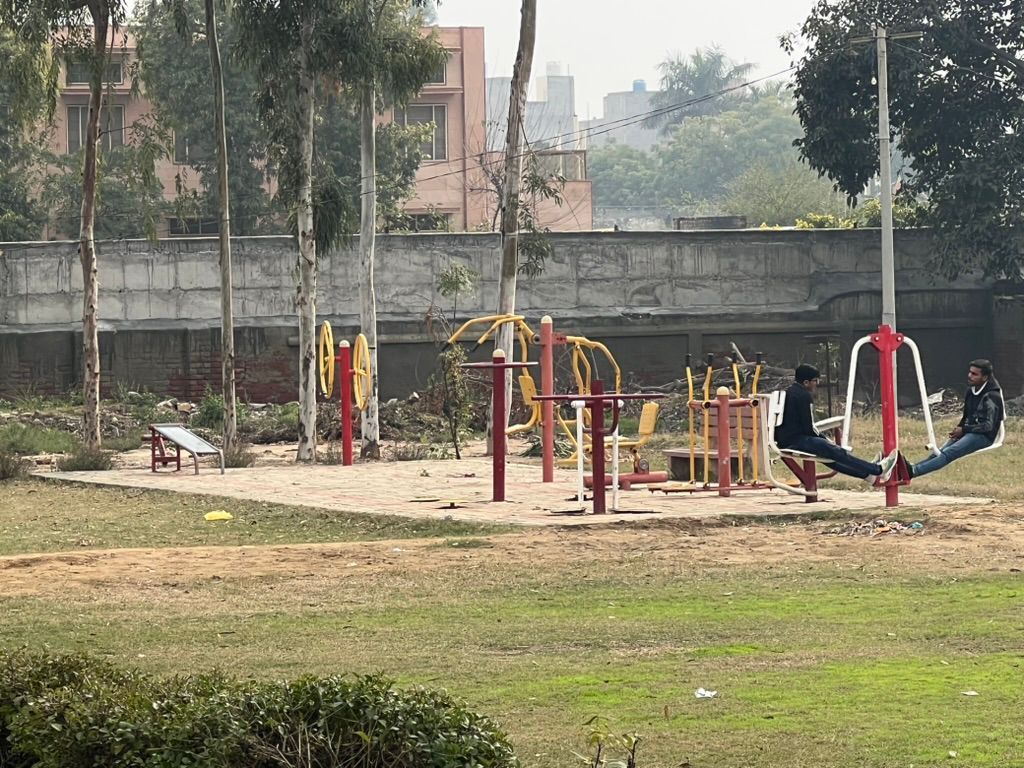 The open-air gym on the grounds