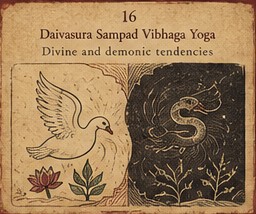 Plate 16 — Daivasura Sampad Vibhaga Yoga: Divine and demonic tendencies